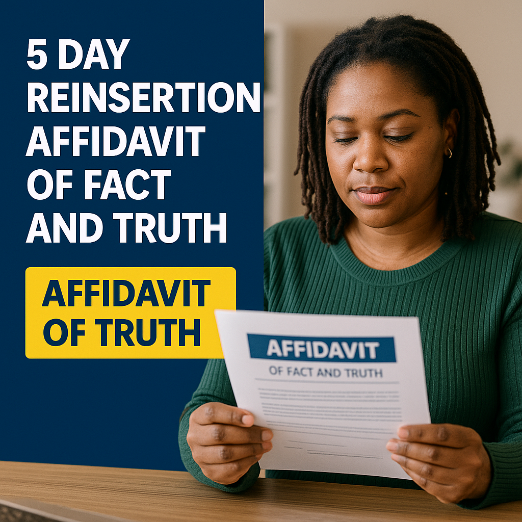 5 Day Reinsertion Affidavit of Fact and Truth